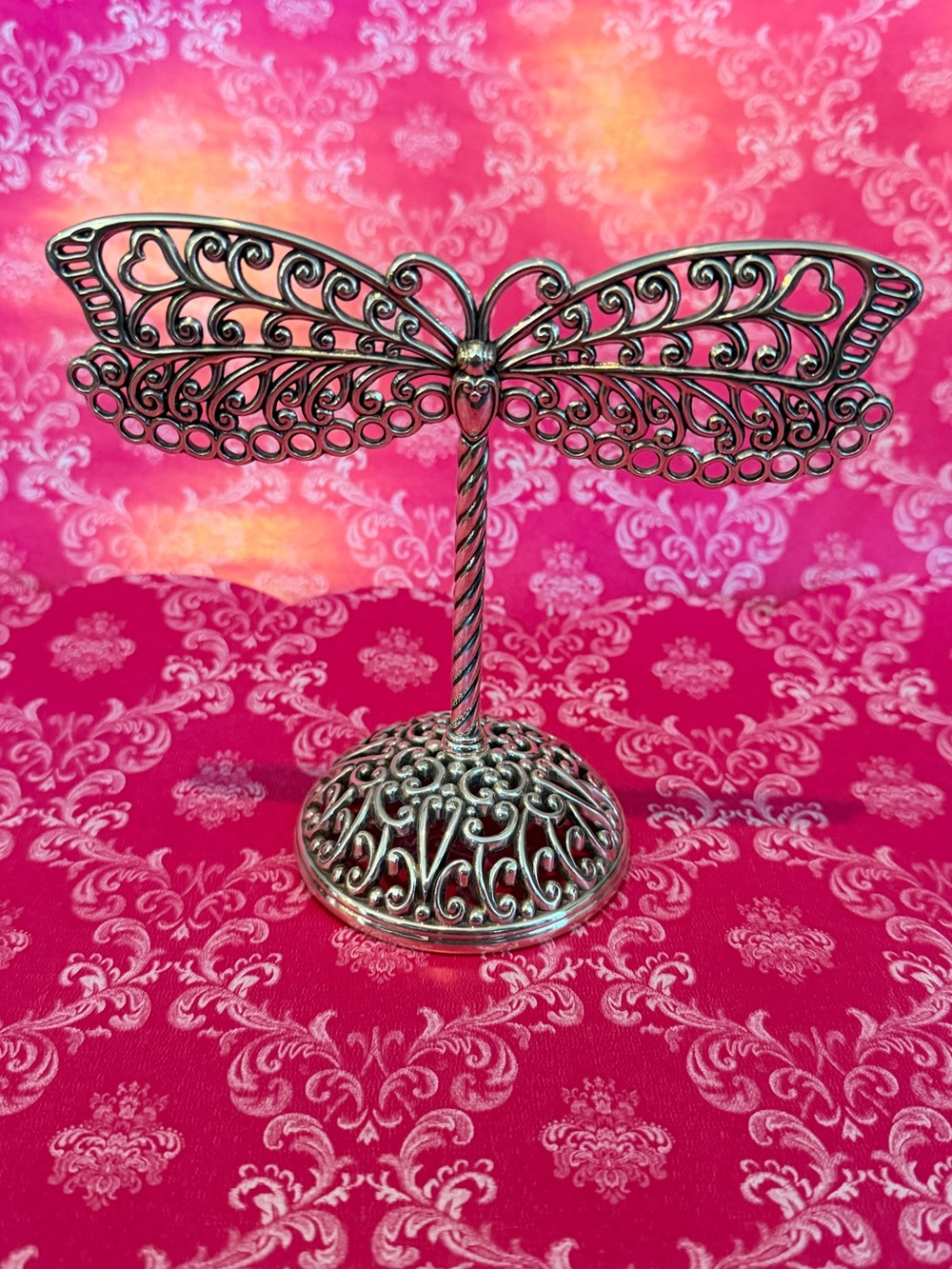 Brighton Brand Silver Plated Filigree Dragonfly Earring Holder /Decorative Piece